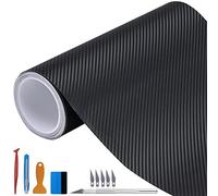 NewL Rouleau de Film Vinyle en Fibre de Carbone 3D - Convient pour Une Utilisation Automobile - avec Couteau et Une Petite raclette Noir 100cm x 300cm