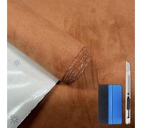 NewL Ruban en daim élastique auto-adhésif pour rénovation et modification de tableau de bord de voiture intérieur, autocollants en rouleau de cuir DIY （Jaune doré， 30cm x 150cm)