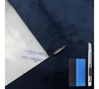 NewL Ruban en daim élastique auto-adhésif pour rénovation et modification de tableau de bord de voiture intérieur, autocollants en rouleau de cuir DIY （Bleu royal， 150cm x 150cm)