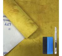 NewL Ruban en daim élastique auto-adhésif pour rénovation et modification de tableau de bord de voiture intérieur, autocollants en rouleau de cuir DIY （Jaune， 40cm x 150cm)