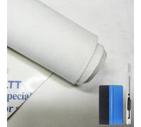 NewL Ruban en daim élastique auto-adhésif pour rénovation et modification de tableau de bord de voiture intérieur, autocollants en rouleau de cuir DIY （Blanc， 30cm x 150cm)