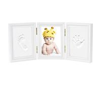 Newlemo Empreinte de La Main Empreinte Cadre Photo Kit pour Garçons Parfait Cadeau de Douche de Bébé (3 Parties, Blanc)