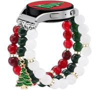 Newlibery Bracelet de perles de Noël en pierre naturelle de 20 mm pour femme compatible avec Samsung Galaxy Watch 7/6/5/4/Active 2/4 Classic/6 Classic/5 Pro/FE 40 mm, 42 mm, 43 mm, 44 mm, 45 mm, 46 mm