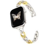 Newlibery Starlight Bracelet fin en métal doré pour femme compatible avec Apple Watch 38 mm, 40 mm, 41 mm, 42 mm (S10/11) Bracelet fantaisie habillé pour iWatch Series 11, 10, 9, 8, 7, 6, 5, 4, SE 3