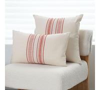 Newliky Lot de 2 Housse Coussin 30x50 cm Boho Taie Oreiller de Ferme à Rayures Jacquard Patchwork Coton Polyester Modernes Minimaliste Housse de Coussin Décoratives pour Canapé Lit Salon Rouge