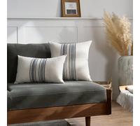 Newliky Lot de 2 Housse Coussin 30x50 cm Boho Taie Oreiller de Ferme à Rayures Jacquard Patchwork Coton Polyester Modernes Minimaliste Housse de Coussin Décoratives pour Canapé Lit Salon Bleu