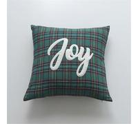 Newliky Lot de 2 Housses de Coussin de Noël Vert Décoratives Taies d’Oreiller À Carreaux Ferme à Motif Tartan écossais Classique et Rustique pour Décoration de Sofa Canapé 45 x 45 cm Joy