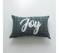 Newliky Lot de 2 Housses de Coussin de Noël Vert Décoratives Taies d’Oreiller À Carreaux Ferme à Motif Tartan écossais Classique et Rustique pour Décoration de Sofa Canapé 30x50cm Joy