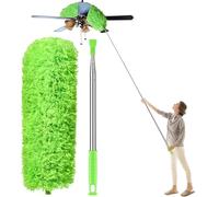 Newliton Plumeau en microfibre pour nettoyage de ventilateur de plafond haut, manche télescopique de 76,2 à 254 cm, long plumeau extensible pour meubles, maisons, voitures, toiles d’araignée, Vert