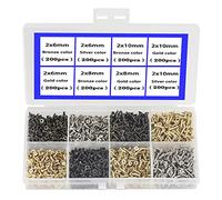newlng 2MM Petite Tête Plate Tête Autotaraudeuse Vis En Bois Armoire De Porte Charnière Raccords, Accessoires électroniques à Multifonctionnel DIY Mini Vis Ensemble Or Noir Argent 1600 pcs