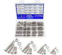 newlng 680pcs Vis à Tête Fraisée M3 M4 M5 M6 Boulons et écrous Acier Vis Torx en Acier Inoxydable 304 Croix Vis à Métaux à Tête Plate avec Ecrous Rondelles et Rondelle élastique Assortiment