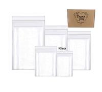 newlng 900pcs Sachets Plastiques Transparent Zip 5 Tailles Différente | Assortiment Sachets Plastique à Fermeture Zip Set Refermables Sac Fermeture Pression Noix Confiseries Chocolat épices Bijoux