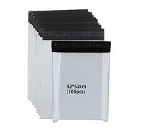 newlng Lot de 100 sacs d'expédition en plastique opaques et indéchirables - 420 mm x 520 mm - Pour vêtements, marchandises, textiles, logistique, emballage de transport, blancs