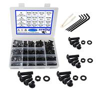 newlng M2 M3 M4 M5 Jeu de Vis et écrous avec Rondelles 1185 Pièces Acier au Carbone Jeux d'écrous et de Boulons Noir Vis à Six Pans Creux Hexagonale Assortiment Kit