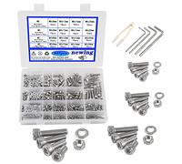 newlng M2 M3 M4 M5 Vis à Six Pans Creux Avec écrous et Rondelles 940 Pièces Acier inoxydable 304 Coffrets Boulons et écrous Hexagonale Socket Tête Câble Boulons Vis avec Assortiment