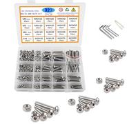 newlng m3 m4 m5 m6 Vis et écrous avec tête Ronde 304 Acier Inoxydable Vis de Fixation Jeu de Vis Filetées Assortiment de Vis Mécaniques avec Boîte Combinée 325pièces