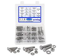 newlng M5 M6 M8 Boulons et écrous avec Rondelles Plates/Élastique Vis à Tête Hexagonale A2-70 en Acier Inoxydable 304 Coffrets Boulons et écrous 300 Pièces