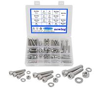 newlng M5 M6 M8 Vis et écrous et Rondelles A2-70 en Acier Inoxydable 304 Boulon à Tête Hexagonale Socket Tête Vis Filetage Métrique DIN933 Cylindriques à Six Pans Creux 300 Pièces