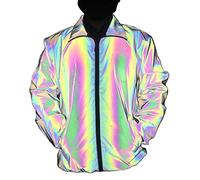 NEWLOPO Veste réfléchissante arc-en-ciel pour homme et femme - Gris - X-Large