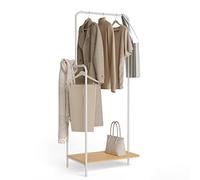 Newlux - Porte Manteau sur Pieds métalliques, Résistants jusqu'à 18kg Hangy Wood 100 avec étagère à chaussures. Grande stabilité | Montage facile | Comprend rail latéral (62x42x150cm) | Blanc