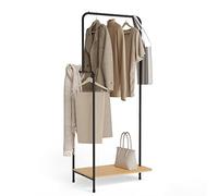 Newlux - Porte Manteau sur Pieds métalliques, Résistants jusqu'à 18kg Hangy Wood 100 avec étagère à chaussures. Grande stabilité | Montage facile | Comprend rail latéral (62x42x150cm) | Noir