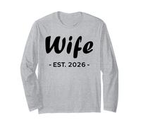 Newlywed Marriage Quote Minimalist Simple Wife Est 2026 Manche Longue