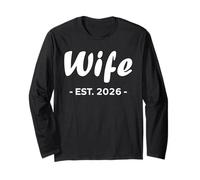 Newlywed Marriage Quote Minimalist Simple Wife Est 2026 Manche Longue