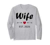 Newlywed Marriage Quote Minimalist Simple Wife Est 2026 Manche Longue