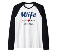 Newlywed Marriage Quote Minimalist Simple Wife Est 2026 Manche Raglan