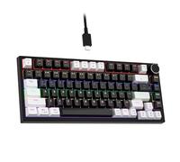 Newmen GM326 Clavier mécanique 75 %, mini clavier mécanique de jeu filaire rétroéclairé remplaçable à chaud avec bouton, 82 touches anti-ghosting, claviers de jeu compacts blanc/noir pour PC, Win Mac