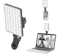 Newmowa 60 Led High Power Rechargeable Clip Fill Video Light with Front & Back Clip, Adjusted 3 Light Modes for Phone, Iphone, Android, Ipad, Laptop