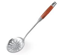 Newness Écumoire en 304 Acier Inoxydable, 39.5 cm Louche à Égoutter avec Poignée en Bois, Facile à Nettoyer