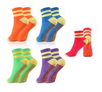Newofview Lot de 5 paires de chaussettes antidérapantes pour femme, chaussettes de yoga, pilates, chaussettes de sport, pour la maison, l'hôpital, la rééducation, la danse, l'entraînement, le sport,