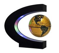 Newooe Globe flottant avec lumières LED en forme de C en lévitation magnétique pour décoration de bureau (or)
