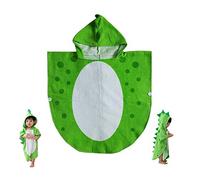 Newooe Serviette de bain pour enfant en coton avec motif dinosaure - Poncho à capuche pour la plage et la natation - Vert