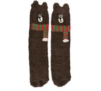 newplenty Chaussettes de Noël douillettes pour femme 36-42, Ours marron | 98 % polyester, 2 % élasthanne, motif panda 3D, taille UE 36-42, cadeaux de Noël