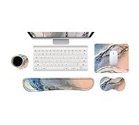Newplenty Tapis de Souris, Ergonomique Repose Poignet,Repose-Poignet Clavier Mousse à Mémoire,sous - verres,Ensemble de protège - poignets 4 en 1