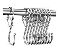 Newpop 10 pièces Crochet S Acier Inoxydable avec Boucle de Sécurité, Crochet en S Crochet en métal robuste crochet double pour suspendre tasses, l'armoire vêtements, cuisine pots et des bols, argent
