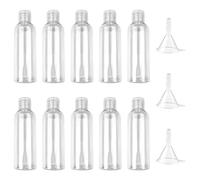 Newpop 10 Pièces Flacon Voyage Vide, Kit Voyage Avion Plastique, Contenant Voyage 100ml, Flacons de Voyage avec 3 Entonnoirs, Bouteille de Voyage pour Lotion, Cosmétiques, Shampoing, Gel Douche
