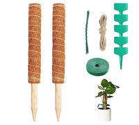 Newpop 2 Pièces Tuteur Monstera 40 cm, Fibre de Coco Support Interieur pour Plantes Grimpantes avec 5 Étiquettes de Plantes, 2m Ficelle de Jute, Attache Cable, Poteau de Mousse pour Maison Jardin