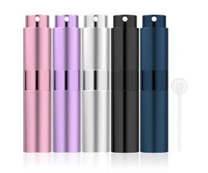 Newpop 5 Pièces Vaporisateur Parfum 8ml, Flacon Spray Vide, Bouteille Echantillon Rechargeable, Atomiseur de Parfum, Flacons Vaporisateurs Voyages, Mini Bouteilles Portable avec Pipette, 5 couleur