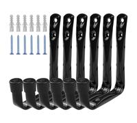 Newpop Lot de 6 Crochets de Rangement de Garage Robustes, Support Mural avec Visser Set, Crochet Utilitaires Résistants de Stockage en Acier pour Outils Êlectriques Êchelle Vélos 11.5cm x 9cm Noir