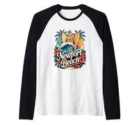Newport OC Beach Planche de Surf Home of The Wedge Art Manche Raglan