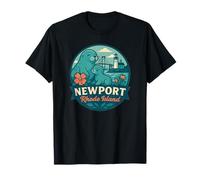 Newport Rhode Island Harbor Seal Motif Maman et Chiot T-Shirt