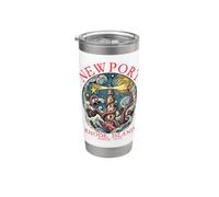 Newport Rhode Island Phare de pieuvre 1639 lettres rouges Gobelet isotherme en acier inoxydable double paroi