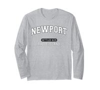 Newport Rhode Island Vintage Sports Blanc et Noir Manche Longue
