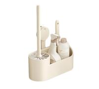 NEWRAIN Brosse de toilette à ventouse et supports avec suceur plat, brosse de nettoyage murale pour salle de bain