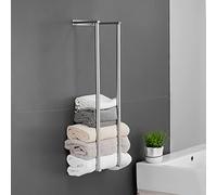 NEWRAIN Porte-Serviettes Mural pour Salle de Bain, Rangement pour Serviettes Pliées en Nickel Brossé