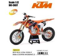 New Ray 1:12 Red Bull Ktm 450sx-f Cooper Web Motorcycle Argenté
