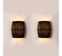 Newrays Antique En Bois Tonneau Applique Murale Applique Éclairage Appliques Murales Intérieures pour Bar Thème Steampunk (2 Pack)